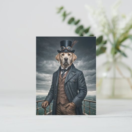 Cool Elegante Victoriaans Steampunk Labrador Dog A Briefkaart (Staand voorkant)