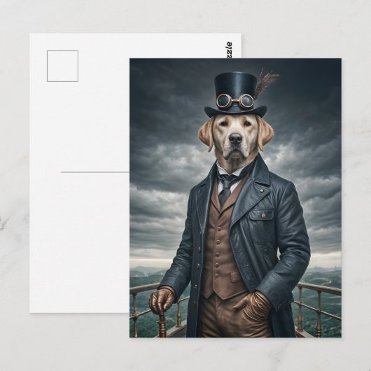 Cool Elegante Victoriaans Steampunk Labrador Dog A Briefkaart (Voorkant / Achterkant)