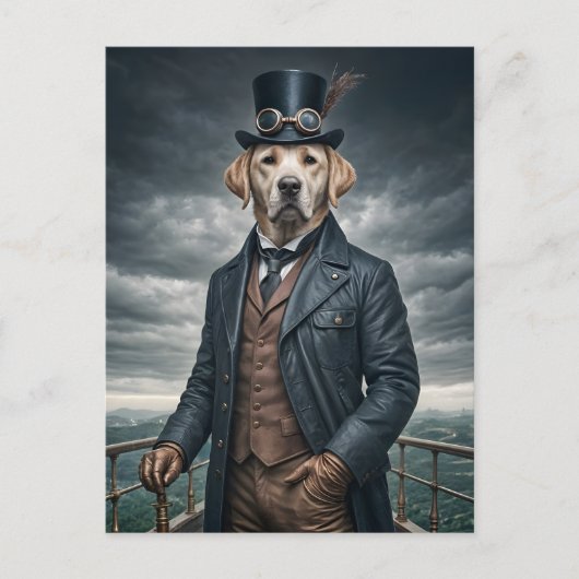 Cool Elegante Victoriaans Steampunk Labrador Dog A Briefkaart (Voorkant)