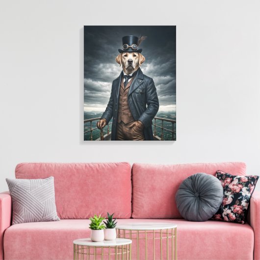 Cool Elegante Victoriaans Steampunk Labrador Dog A Canvas Afdruk (Insitu (Woonkamer))