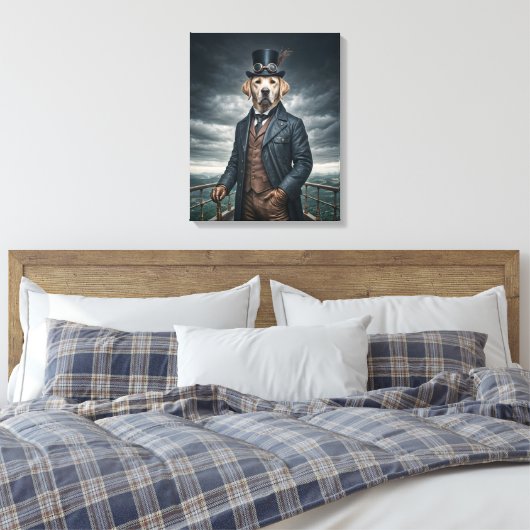 Cool Elegante Victoriaans Steampunk Labrador Dog A Canvas Afdruk (Insitu (Slaapkamer))