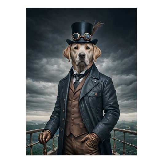 Cool Elegante Victoriaans Steampunk Labrador Dog A Perfect Poster (Voorkant)