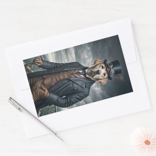 Cool Elegante Victoriaans Steampunk Labrador Dog A Rechthoekige Sticker (Envelop)