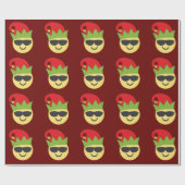 Cool Elf Emoji kerstverdampingspapier Cadeaupapier (Vlak)