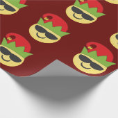 Cool Elf Emoji kerstverdampingspapier Cadeaupapier (Hoek)