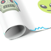 Cool Emoji Alien Ghost Robot Face Pattern Cadeaupapier (Rol Hoek)