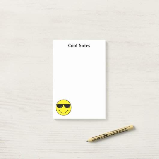 Cool Emoji Face 4 x 6 Post-it® Notes (Op bureau)