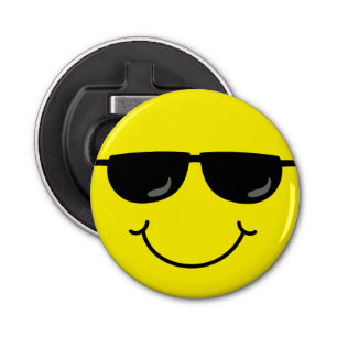 Cool Emoji Face met zonnebril Button Flesopener