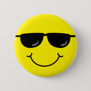 Cool Emoji Face met zonnebril Ronde Button 5,7 Cm