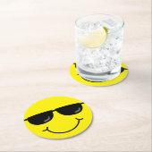 Cool Emoji Face met zonnebril Ronde Kartonnen Onderzetter (Insitu)