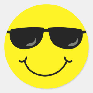Cool Emoji Face met zonnebril Ronde Sticker
