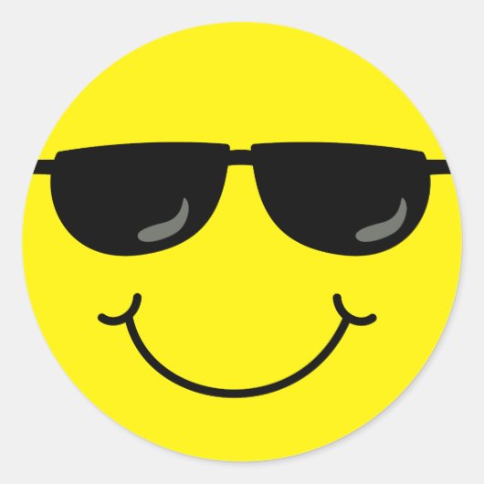 Cool Emoji Gezicht met Zonnebril Ronde Sticker (Voorkant)