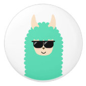 Cool Emoji Llama Keramische Knop (Voorkant)