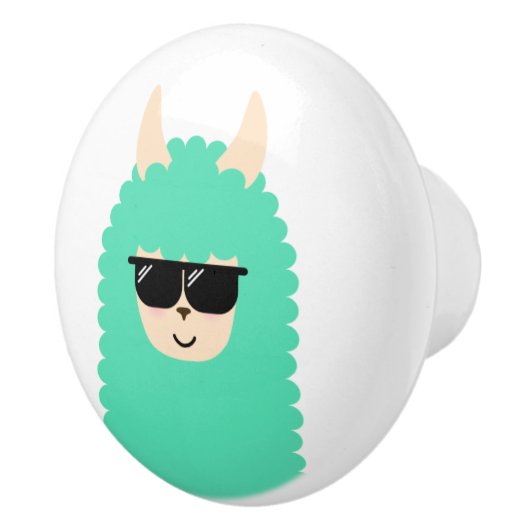 Cool Emoji Llama Keramische Knop (Rechts)