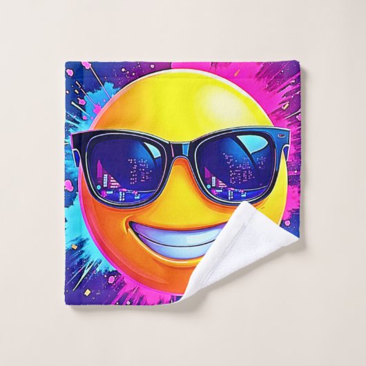 Cool 😎 Emoji Splash Fun Bad Handdoek (Wasdoekje)