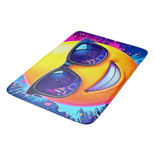 Cool 😎 Emoji Splash Fun Badmat (Gekanteld)