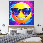 Cool 😎 Emoji Splash Fun Canvas Afdruk (Insitu (Slaapkamer))