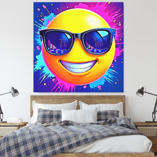 Cool 😎 Emoji Splash Fun Canvas Afdruk (Insitu (Slaapkamer))