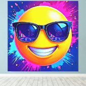 Cool 😎 Emoji Splash Fun Canvas Afdruk (Insitu (Houten vloer))