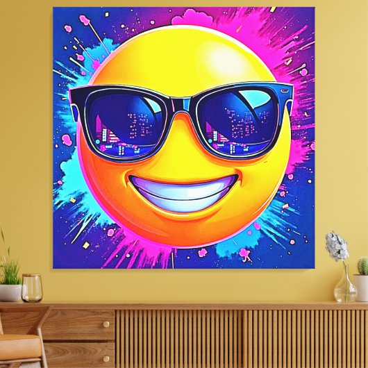 Cool 😎 Emoji Splash Fun Canvas Afdruk (Insitu (Woonkamer))