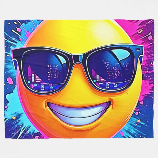 Cool 😎 Emoji Splash Fun Fleece Deken (Voorkant (Horizontaal))