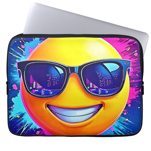 Cool 😎 Emoji Splash Fun Laptop Sleeve (Voorkant)