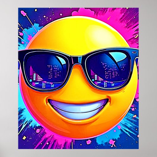 Cool 😎 Emoji Splash Fun Poster (Voorkant)