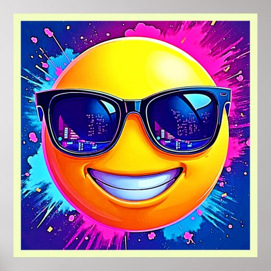 Cool 😎 Emoji Splash Fun Poster (Voorkant)