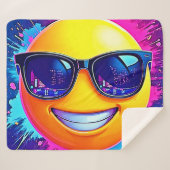 Cool 😎 Emoji Splash Fun Sherpa Deken (Voorkant (horizontaal))