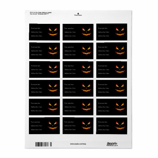 Cool en eng Jack O'Lantern face Halloween Etiket (Full Sheet)