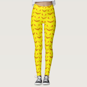 Cool en eng Jack OLantern gezicht Halloween geel Leggings