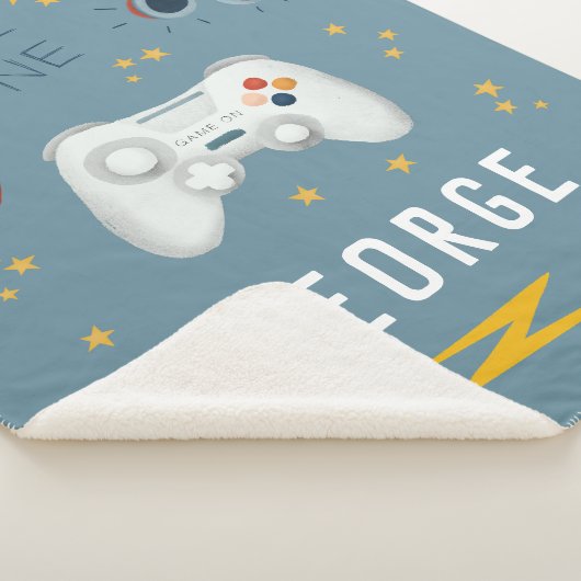 Cool en Fun Boys Blue Gaming Kinder Sherpa Deken (3/4)