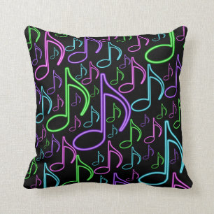 Cool en Fun Neon Music Note Collage Kussen