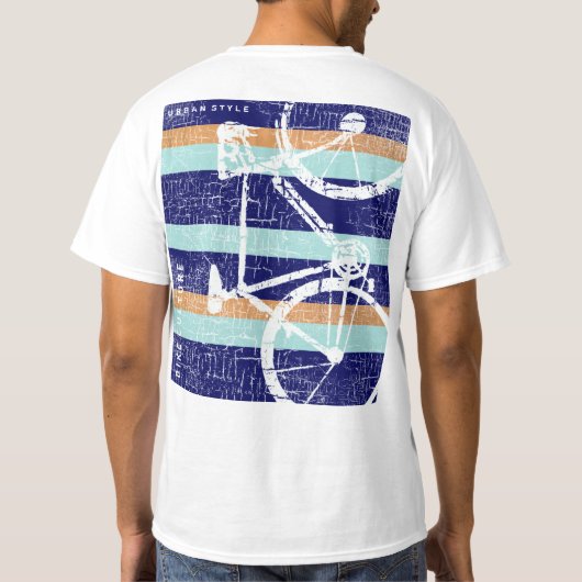 cool en gestreept, fietscultuur, grafische fiets t-shirt (Achterkant)