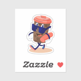 Cool en grappig koffie karakter sticker