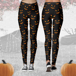 Cool en griezelig Jack O'Lantern face Halloween Bl Leggings