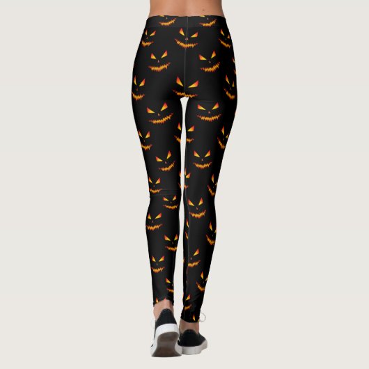 Cool en griezelig Jack O'Lantern face Halloween Bl Leggings (Achterkant)