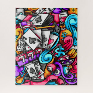 Cool en kleurrijke Las Vegas Casino Gokken Doodle Legpuzzel