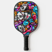 Cool en kleurrijke Las Vegas Casino Gokken Doodle Pickleball Paddle (Voorkant)