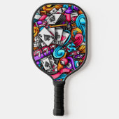 Cool en kleurrijke Las Vegas Casino Gokken Doodle Pickleball Paddle (Achterkant)