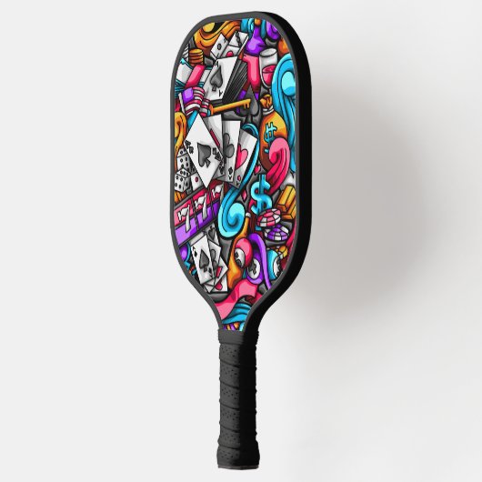 Cool en kleurrijke Las Vegas Casino Gokken Doodle Pickleball Paddle (Links)