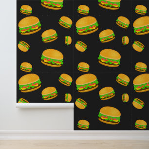Cool en leuk lekker hamburgerpatroon donkergrijs behang