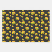 Cool en leuk lekker hamburgerpatroon donkergrijs inpakpapier vel (Voorkant 3)