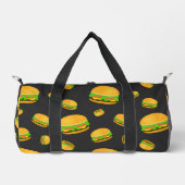 Cool en leuk lekker hamburgerpatroon donkergrijs plunjezak (Voorkant)