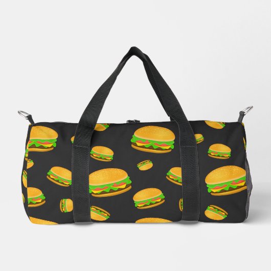 Cool en leuk lekker hamburgerpatroon donkergrijs plunjezak (Voorkant)