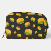 Cool en leuk lekker hamburgerpatroon donkergrijs toilettasje (Achterkant)