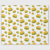 Cool en leuk lekker hamburgerpatroon wit cadeaupapier (Vlak)