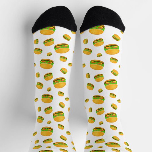 Cool en leuk lekker patroon van hamburgers op wit sokken (Top)