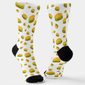 Cool en leuk lekker patroon van hamburgers op wit sokken (Gebogen)