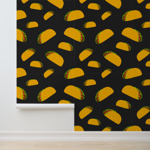 Cool en leuk lekker taco patroon donkergrijs behang